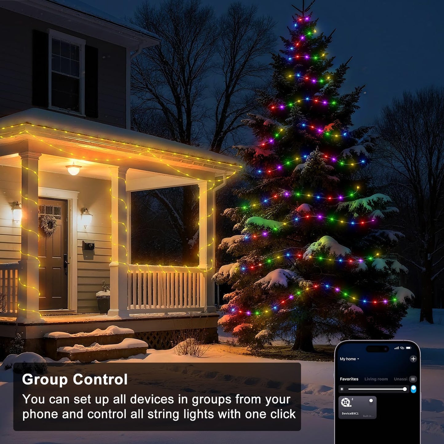 200 LED Smart String Lights, 66FT Twinkle Lights Plug in with Remote & App Control, Warm White + RGB Music Sync Timer Indoor String Lights, for Bedroom Classroom Holiday Decor