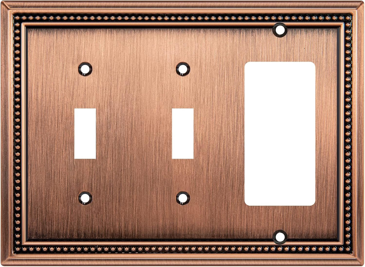 Henne Bery Sunken Pearls Heavy Duty Decorative Wall Plate Switch Plate Outlet Cover (Double Toggle/Single Decorator, Antique Copper)