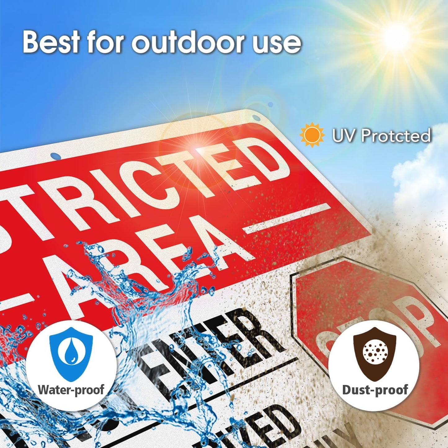GicnKeuz Large "Restricted Area - Do Not Enter, Authorized Personnel Only" Metal Signs, 14 x 10 Inches Reflective Aluminum Signs, Fade Resistant/Waterproof, Easy to Install, Outdoor Use (2-Pack)