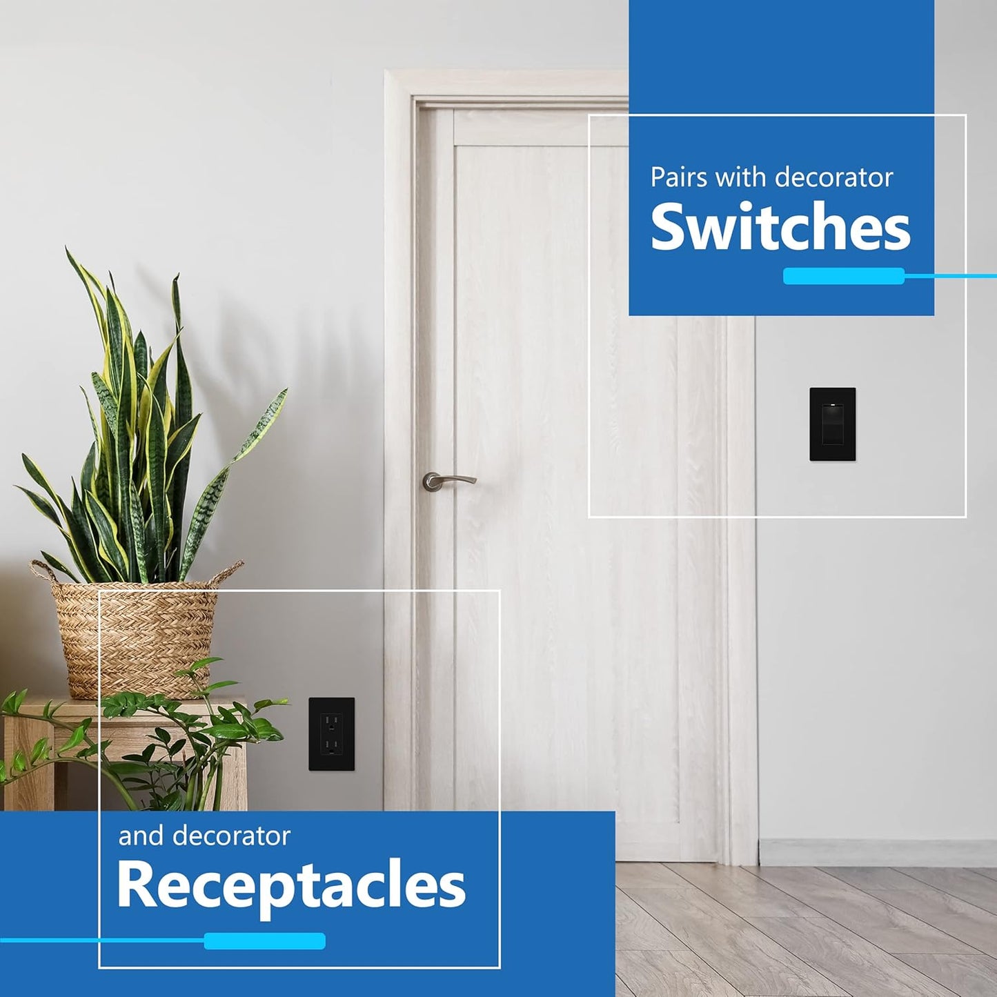 LIDER Matte Finish Decorator Switch Cover, Screwless Wall Plate, Mid-Size 1-Gang 4.88" x 3.11", Unbreakable Polycarbonate Thermoplastic, UL Listed, LSWP-31M-BK10P, Black, 10 pack