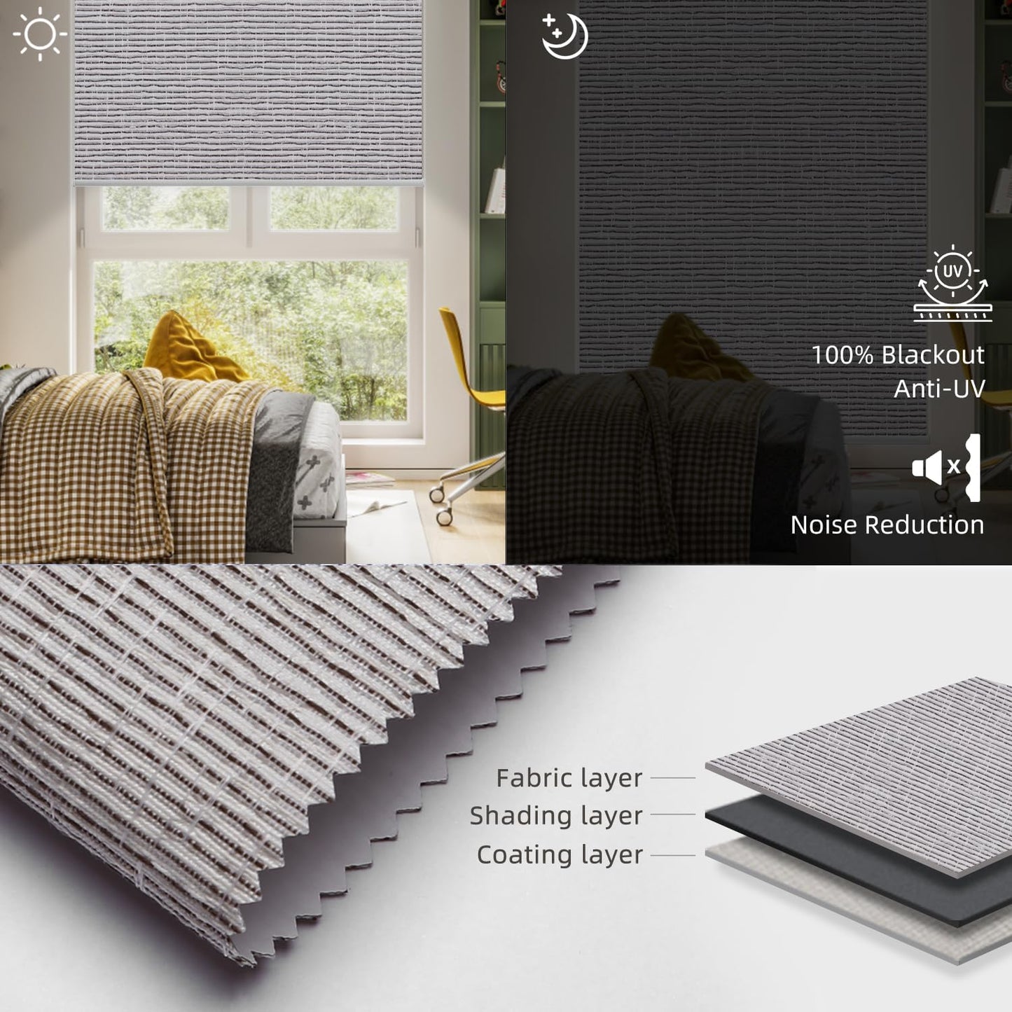 SmartWings Motorized Roller Shades Work with Homekit, Alexa Google, 100% Blackout Smart Blinds for Windows, Cordless Remote Control Window Shades, Safari Rock Grey, Customized Size