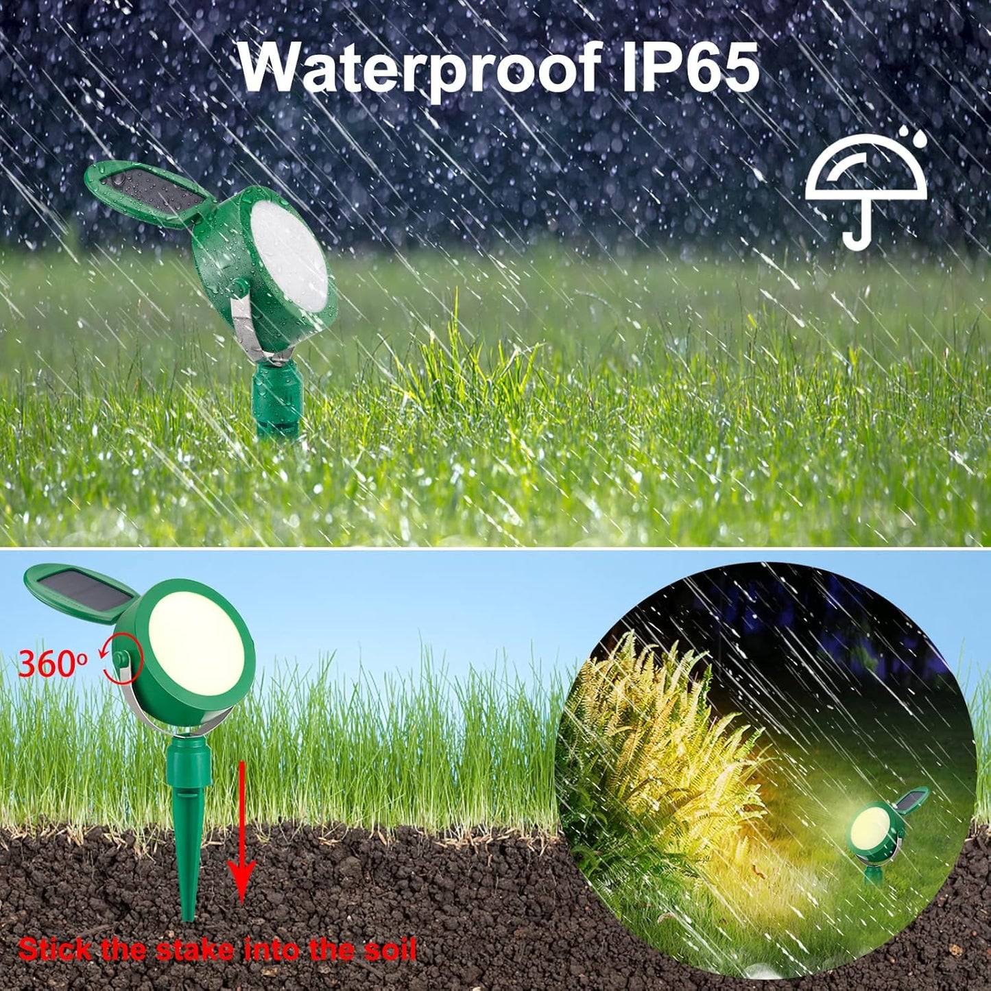 Solar Landscape Light, Color Changing Outdoor Path Lights Garden Plants Uplights Spotlight Indoor, Solar Motion Sensor Light Waterproof for Yard Pathway Step