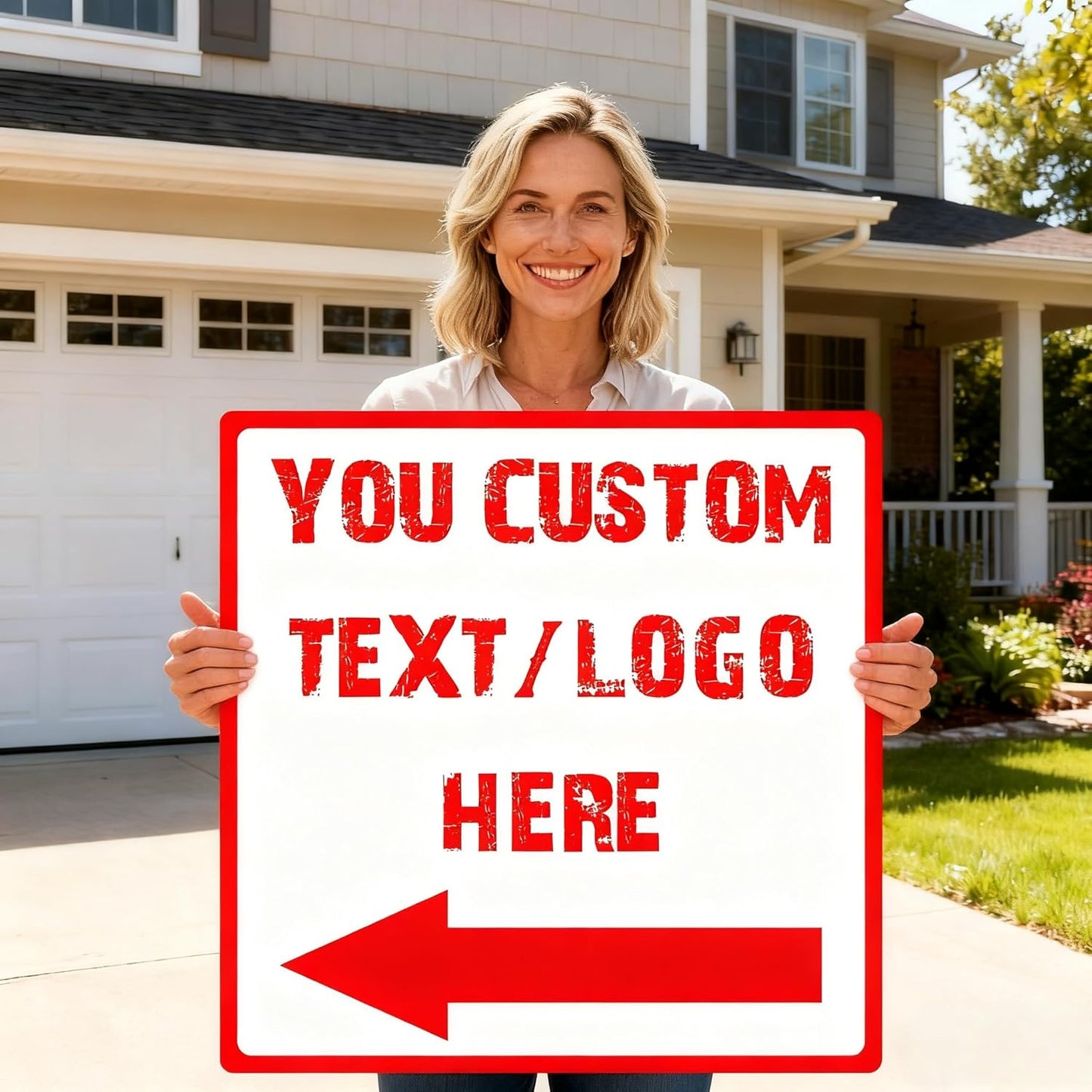 Custom Square Left Arrow Signs - 18 * 18 inches - Optional reflective，High-definition arrow, for parking lots 、 corridors、basement