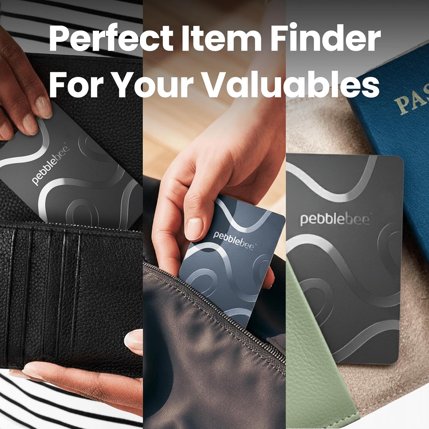 Pebblebee Card 5 | Rechargeable Bluetooth Wallet Tracker Card | Thin Eco-Friendly Alternative Tracking Card to Air Tag & Android Tracker | 18-Month Battery | Inbuilt Link Scan-to-Return & Phone Finder