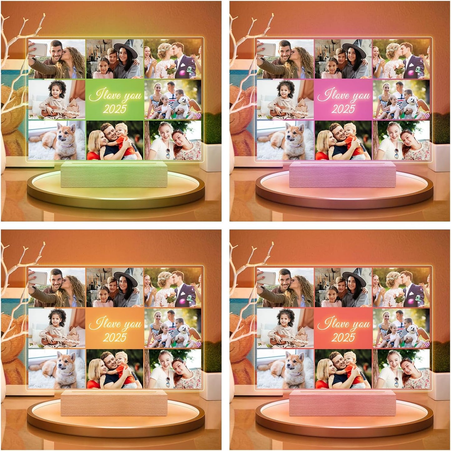 Custom Picture Frames with Photo, Personalized Photo Frame with Night Light, Customized Picture Frame, Personalized Christmas Birthday Gifts for Women, Men, Mom, Dad, Baby, Kid, Pet, Friend, Family