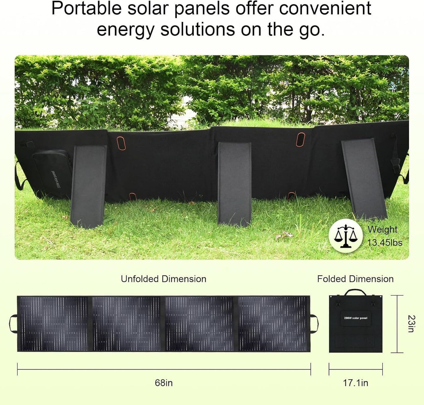 400 Watt Portable Solar Panel 18V, Foldable Solar Panel Design (27.5lbs), 23.4% High-Efficiency Monocrystalline for Portable Power Station, Foldable & Durable, for RV, Camping, Home Backup
