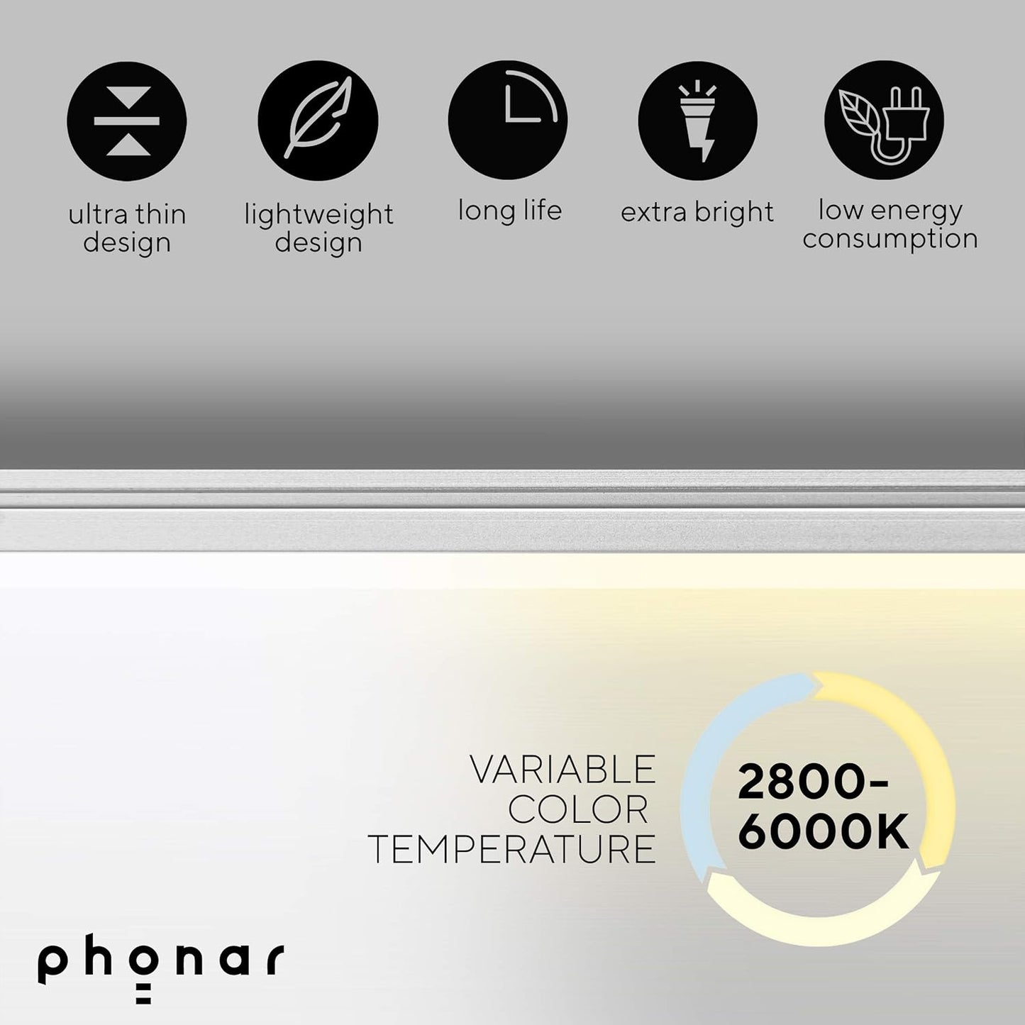 phonar 24 Inches Under Cabinet Lighting LED Lamps for Kitchen, Closet, Variable Color LED Under Counter Lighting Motion Sensor with Plug-in Installation LED Lighting for Wardrobe