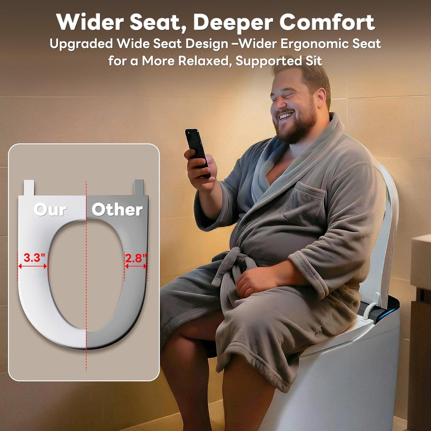CANEST Smart Toilet with Bidet Built in, Foam Dispenser, 1000g MaP Flushing, Full-Area Seat Sensor, Auto Temperature Control Heated Seat, Auto Open/Close, Foot Sensor, Deodorization, Remote(FC-002SE)