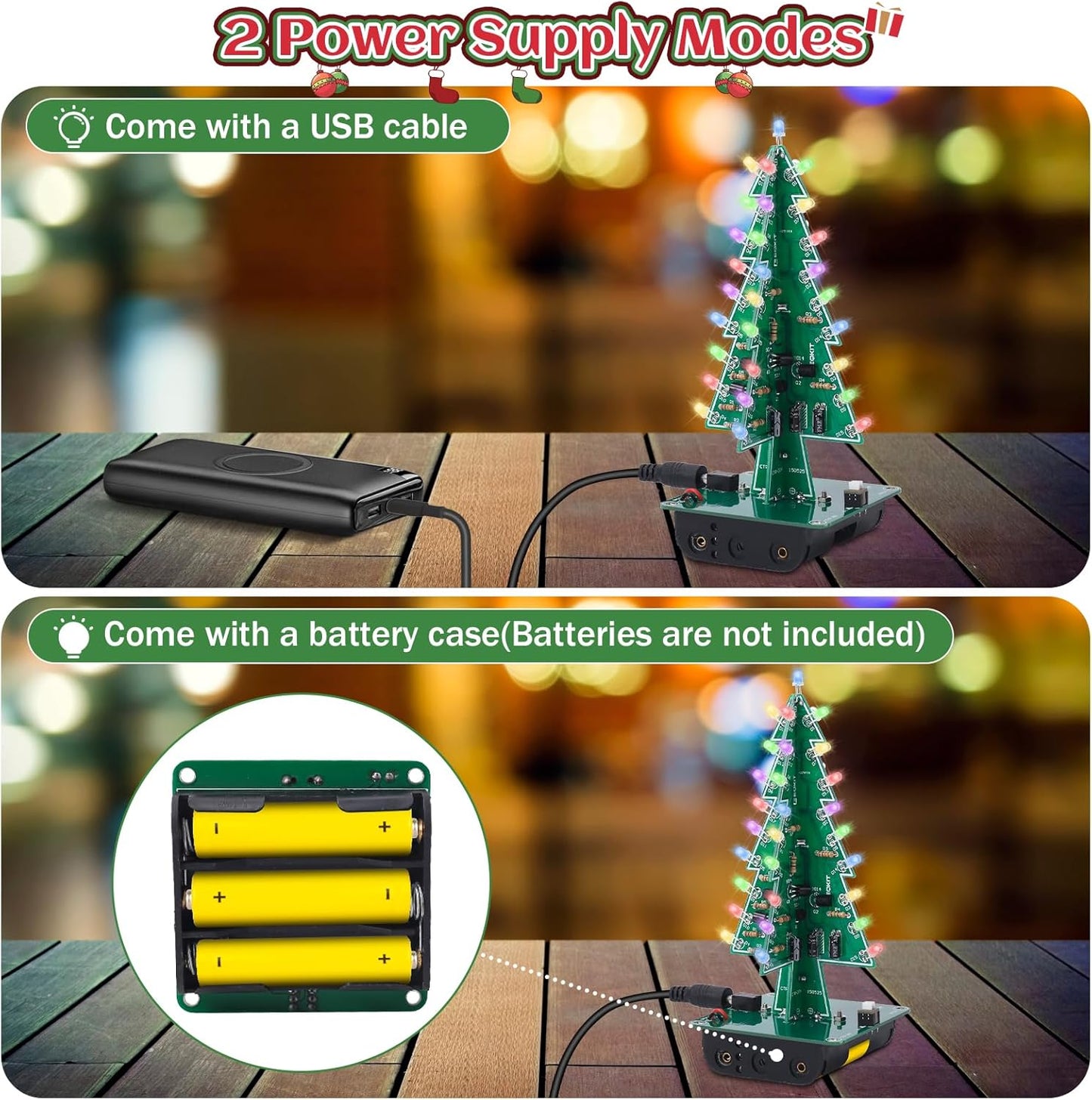 5 PCS Christmas Tree Soldering Project, Icstation 3D Xmas Tree Soldering Kit with LED Flashing Lights Soldering Practice 7 Colors DIY Christmas Tree Assemble Kit for Learning Teaching STEM Educational