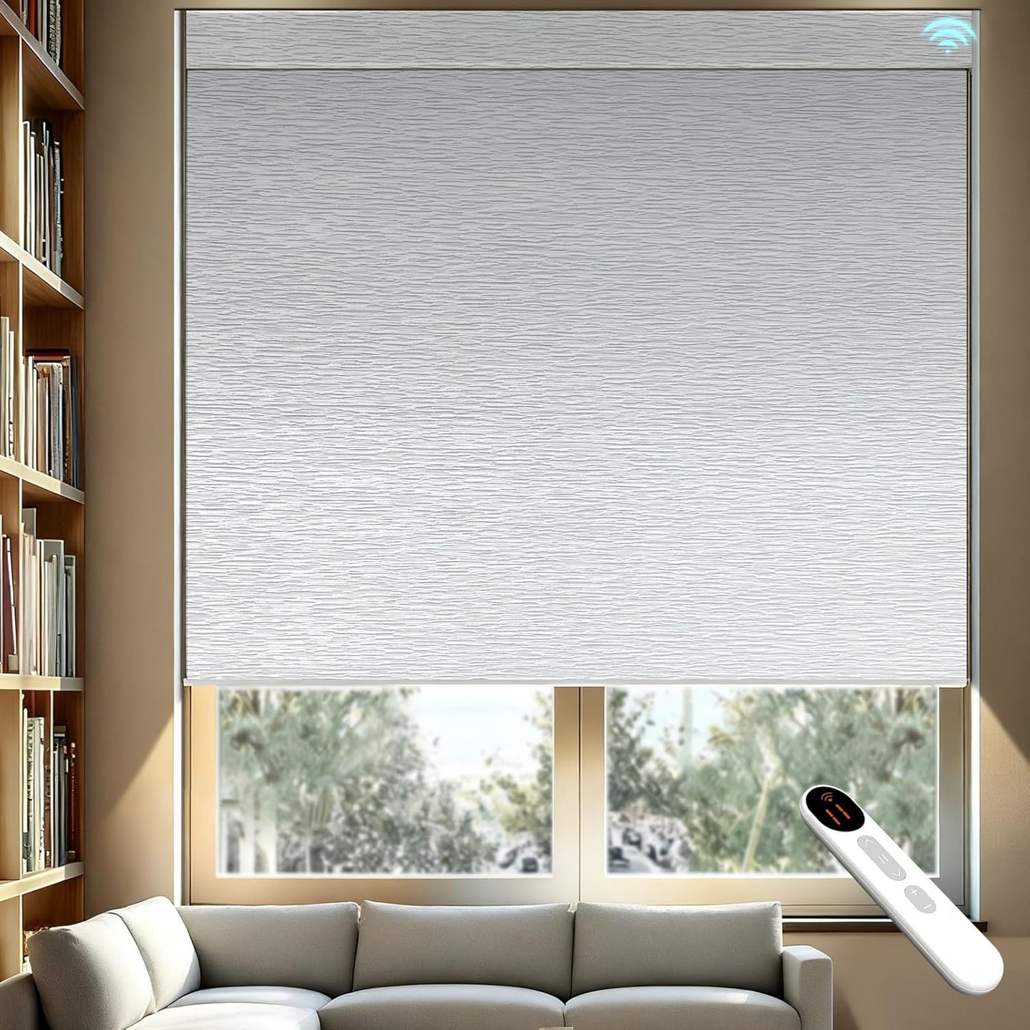 Smart Motorized Blinds – 100% Blackout Roller Shades with Remote, Alexa/Google Home/Siri Control, Matter Compatible, Wireless Rechargeable Battery, Custom Sizes for Windows & Sliding Doors