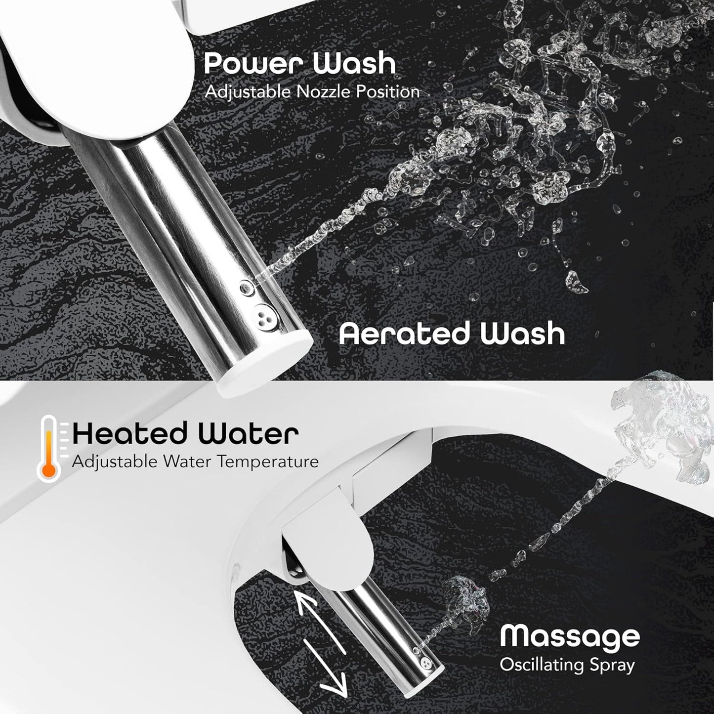 BidetMate 3000 Series Electric Heated Bidet Smart Toilet Seat with Unlimited Heated Water, Side Control Panel, and Adjustable Warm Air Dryer - Self-Cleaning - Fits Elongated Toilets