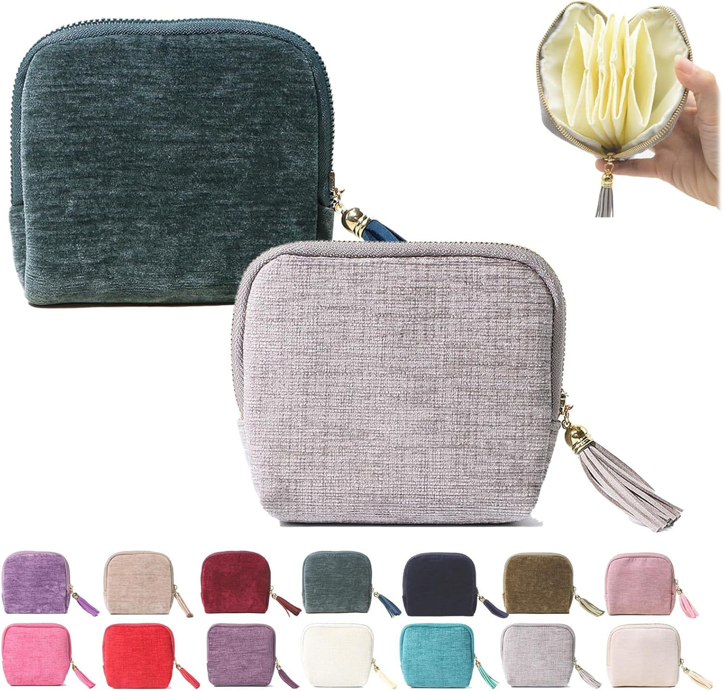 Stuffdatas Travel Jewelry Case, Stuffdatas Bags, Small Jewelry Travel Pouch Mini, Travel Jewelry Organizer Pouch Velvet, with 5 Compartments (2PCS-H)
