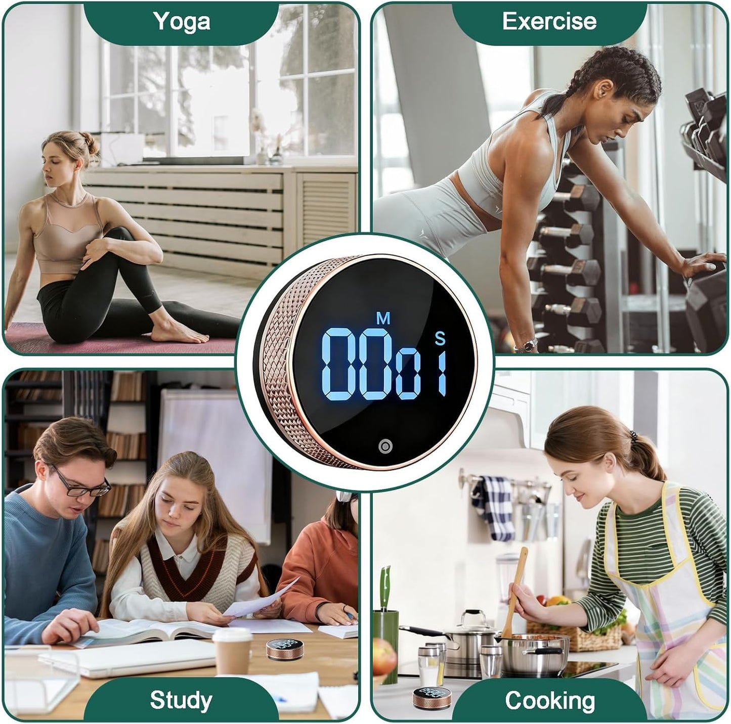Digital Kitchen Timer, Magnetic Countdown Countup Visual Pomodoro Timer with Large LED Display, Cube Clock for Classroom Cooking Fitness Baking Studying Teaching, Easy for Kids and Seniors