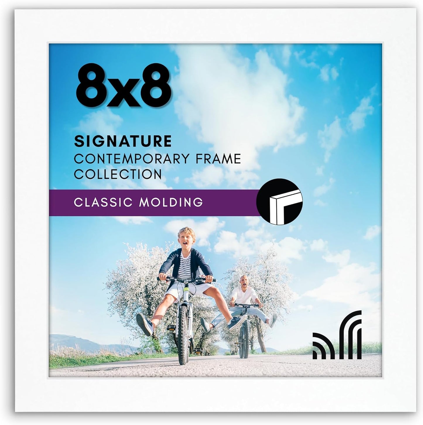 Americanflat 8x8 Picture Frame with Shatter-Resistant Glass - Signature Collection - Gallery Style Frames Made of Engineered Wood - Square Frame for Tabletop and Wall Display - White