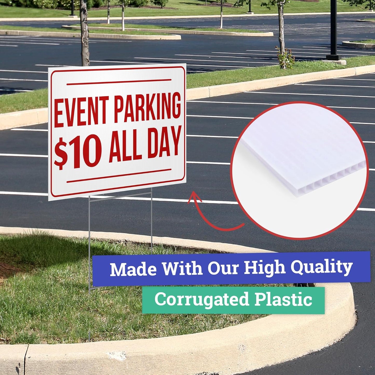 50 pack 24x18" Double Sided Customizable Outdoor Yard Sign made from Corrugated Plastic with Metal "H" Stake, Easy to Design, Sign for Business, Garage or Yard Sale, Home, Office, (24" x 18" - Qty 50)