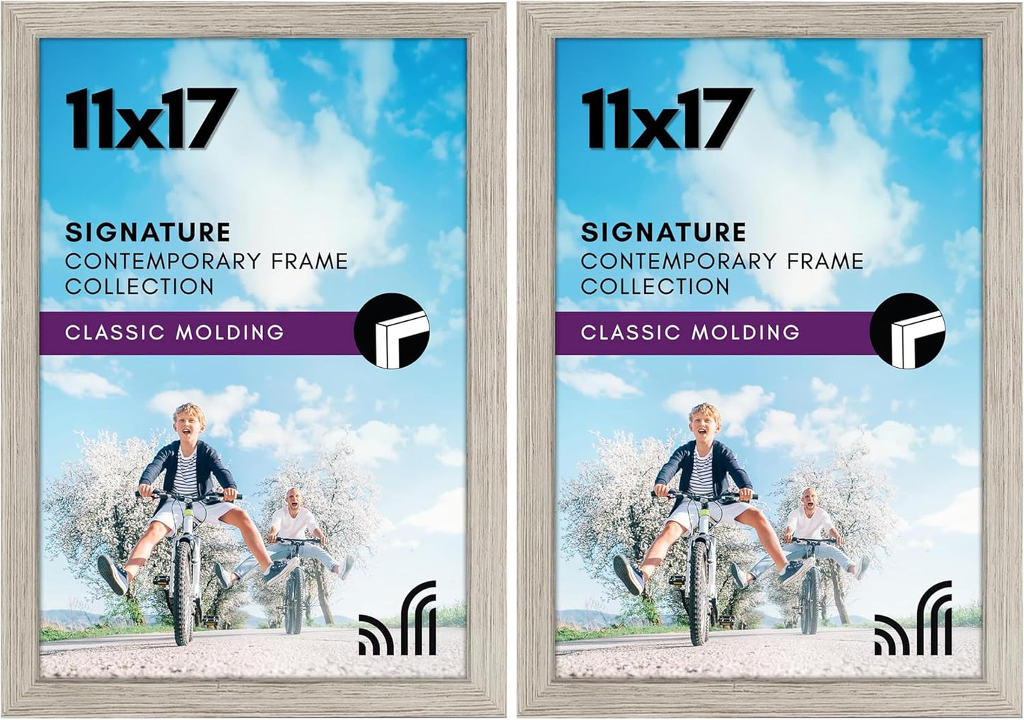 Americanflat 11x17 Picture Frame with Shatter-Resistant Glass - Gallery Style Frame with Engineered Wood - Signature Collection - Photo Frame for Wall Display - Driftwood (Pack of 2)