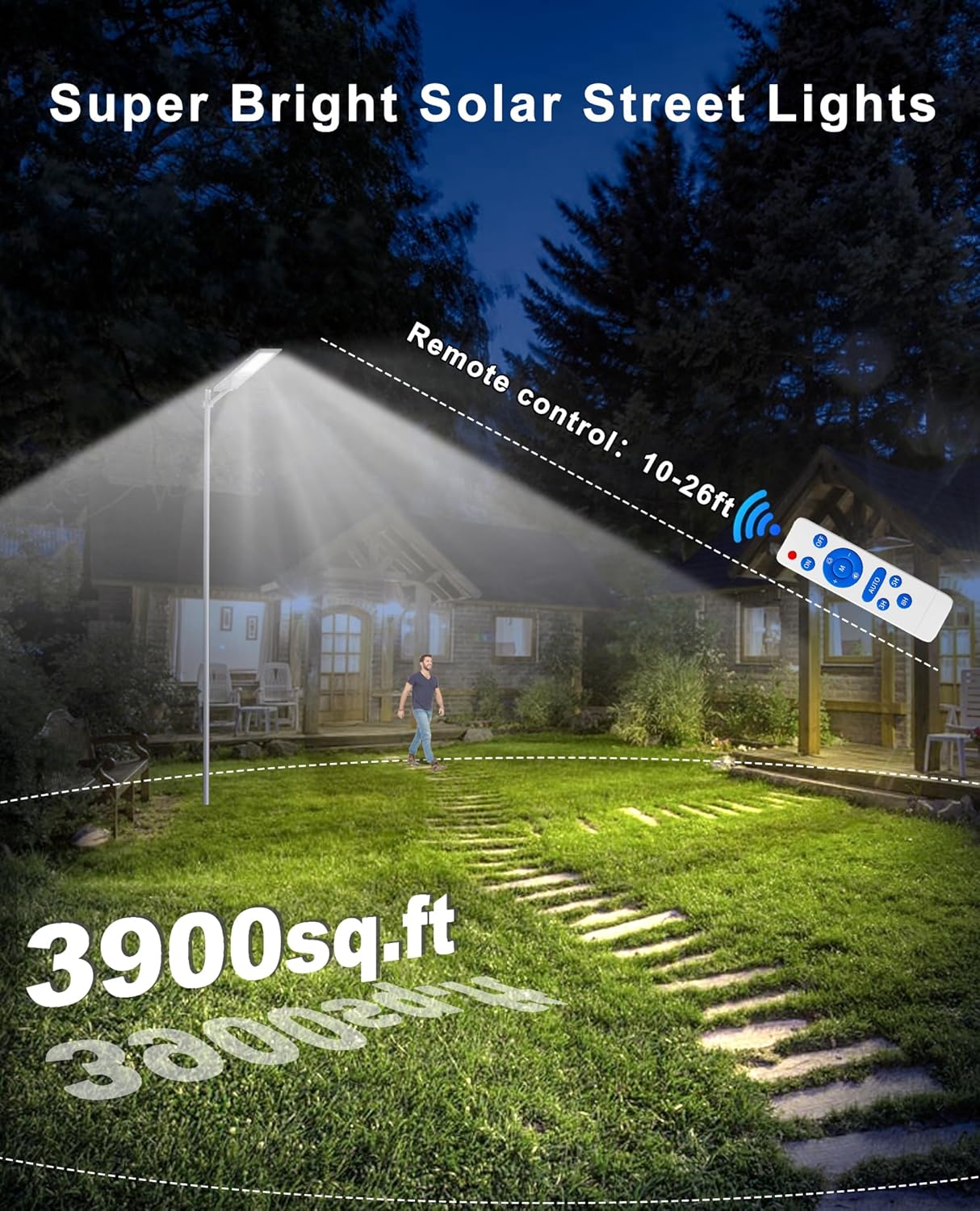 JAYNLT X-12000W Solar Street Lights,6500K Commercial Parking Lot Light Dusk to Dawn,IP68 Waterproof Flood Security Street Lights Motion Sensor for PlayCourt,Farm