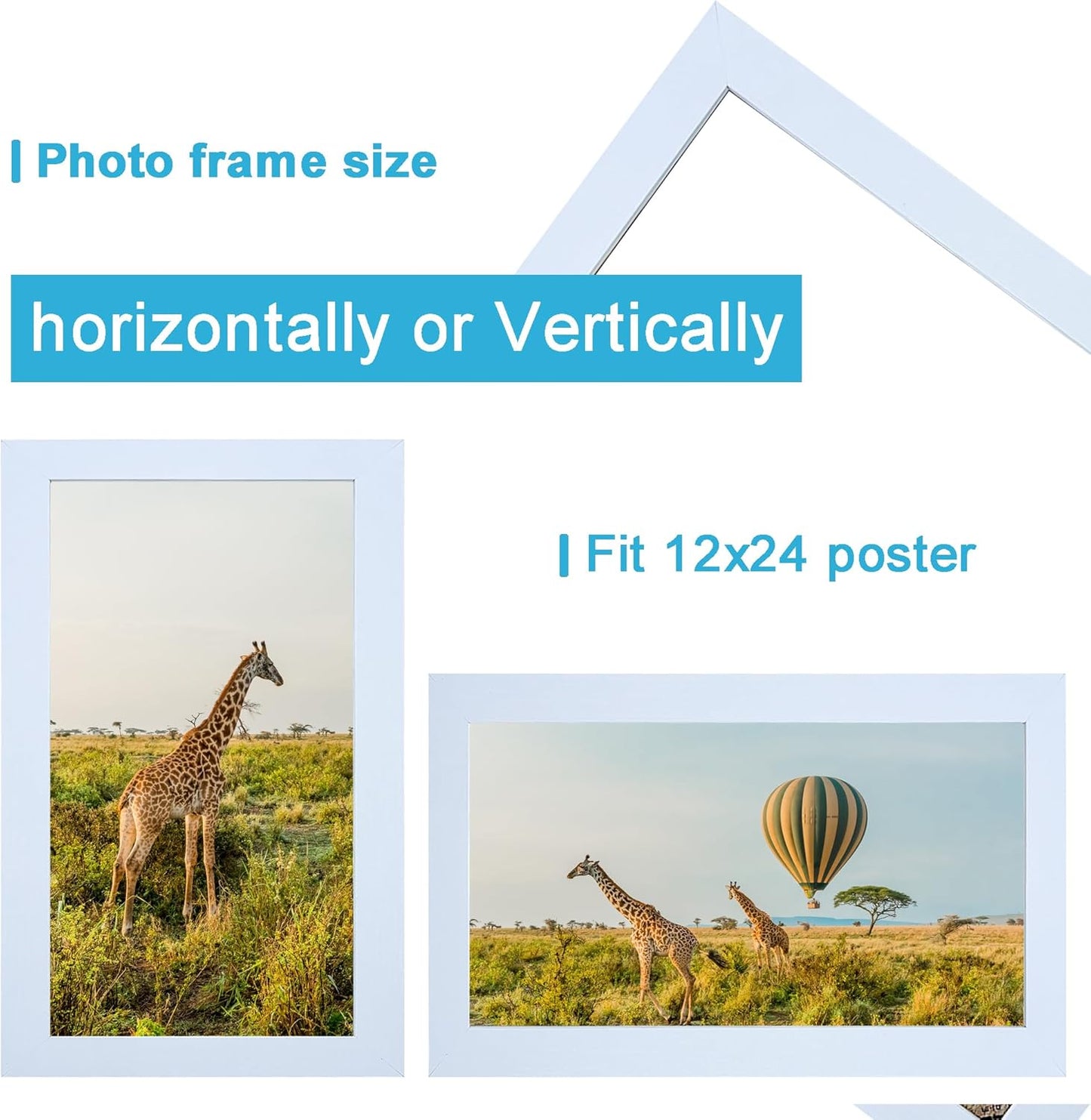 12x24 Picture frame Set of 3,Wooden frame 12x24 Wall Gallery Poster Photo frame white 12 by 24 Photos Posters frame -wedding best gift