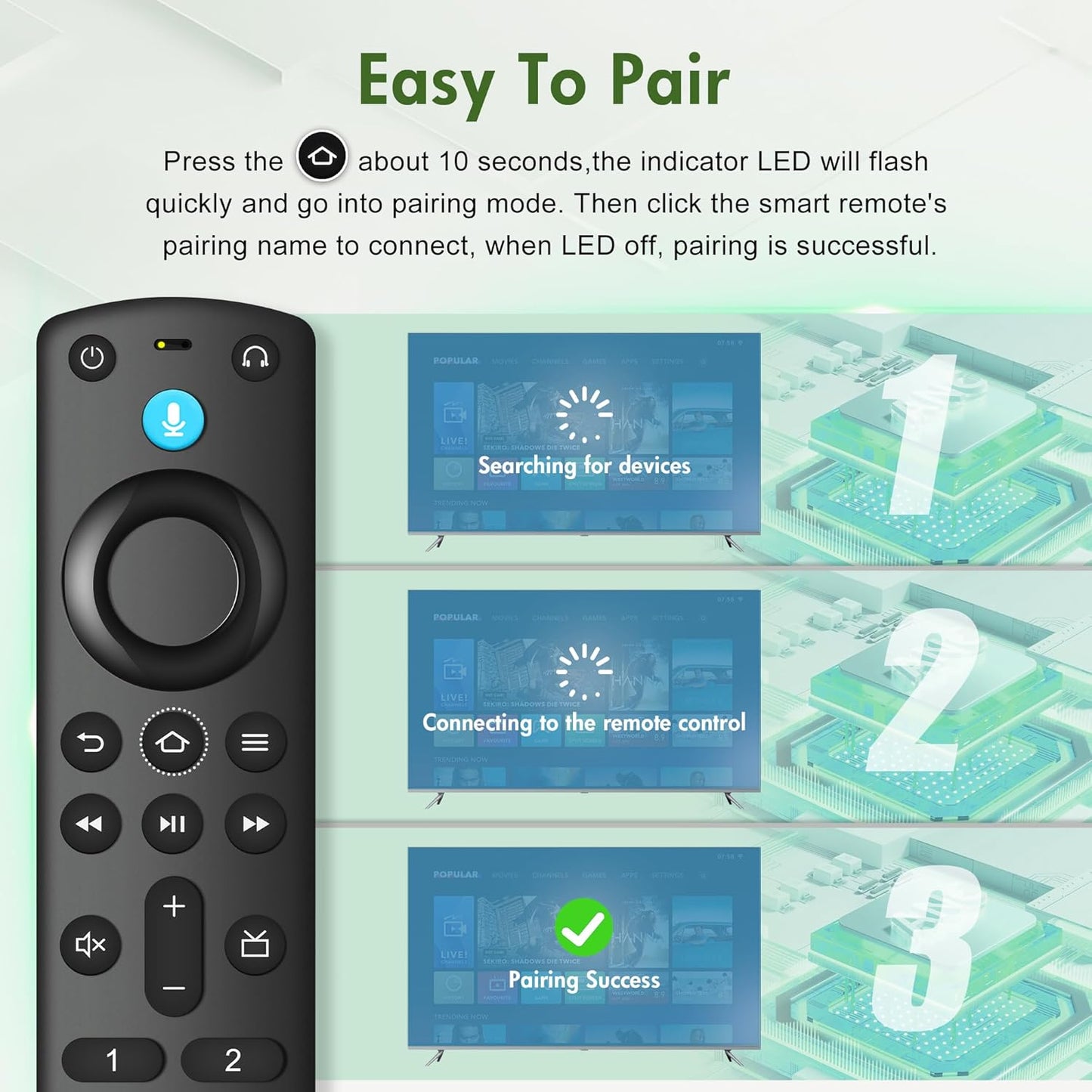 Replacement Voice Remote Control for Fire Series, for Smart TVs (3rd Gen), TV Stick (2nd/3rd Gen)/Lite/HD/Cube, 4K Max/4K (1st/2nd Gen), Fit for Insignia/Pioneer Hisense and TCL Smart TV