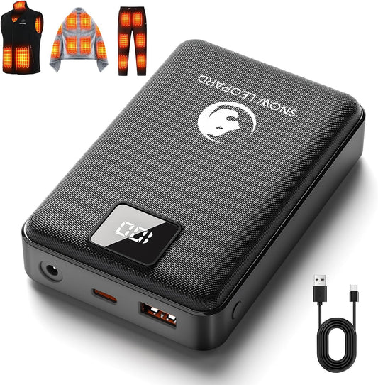 SNOW LEOPARD Heated Vest Battery Pack 7.4v 16000mah Power Bank for Heated Jacket with LED Display Battery Pack for Heating Vest with Dc/USB/Type-C Output for Heated Blanket Clothing for Men Women