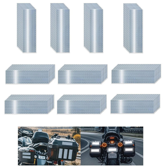 Non Fading White Reflective Stickers 2 inch X 6 inch, Outdoor Waterproof High Visibility Warning Safety Adhesive Reflector Tape (100 Pcs)