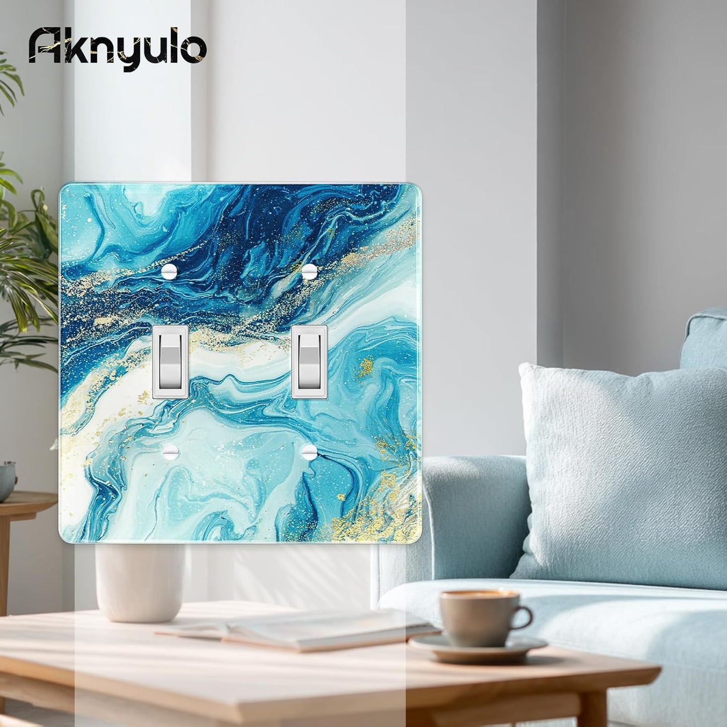 Elegant Marble Acrylic Light Switch Cover Decorative Double Rocker Wall Plate Light Switch Plate Cover