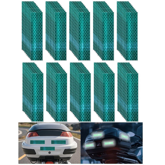Non Fading Green Reflective Stickers 1 inch X 4 inch, Outdoor Waterproof High Visibility Warning Safety Adhesive Reflector Tape (100 Pcs)