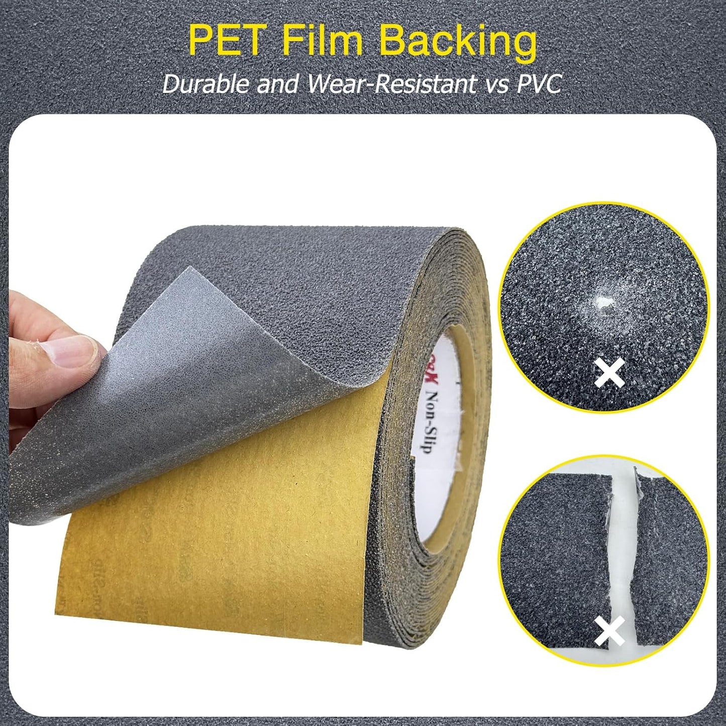 S&X Gray Anti Slip Tape 2 Inch x 60 FT Roll, Grit 60 Ultimate Non-Slip Skid Grip Tape for Outdoor Stairs, Wooden Steps & Exterior Grips Waterproof, Extra-Durable, Long-Lasting