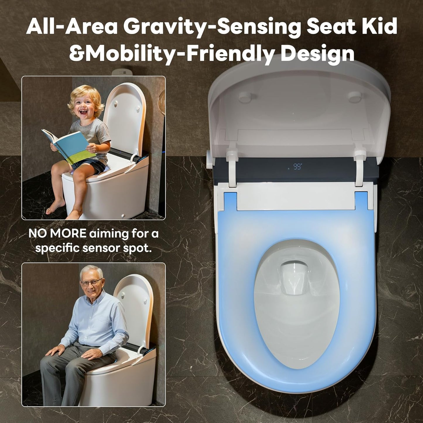 CANEST Smart Toilet with Bidet Built in, Foam Dispenser, 1000g MaP Flushing, Full-Area Seat Sensor, Auto Temperature Control Heated Seat, Auto Open/Close, Foot Sensor, Deodorization, Remote(FC-002SE)