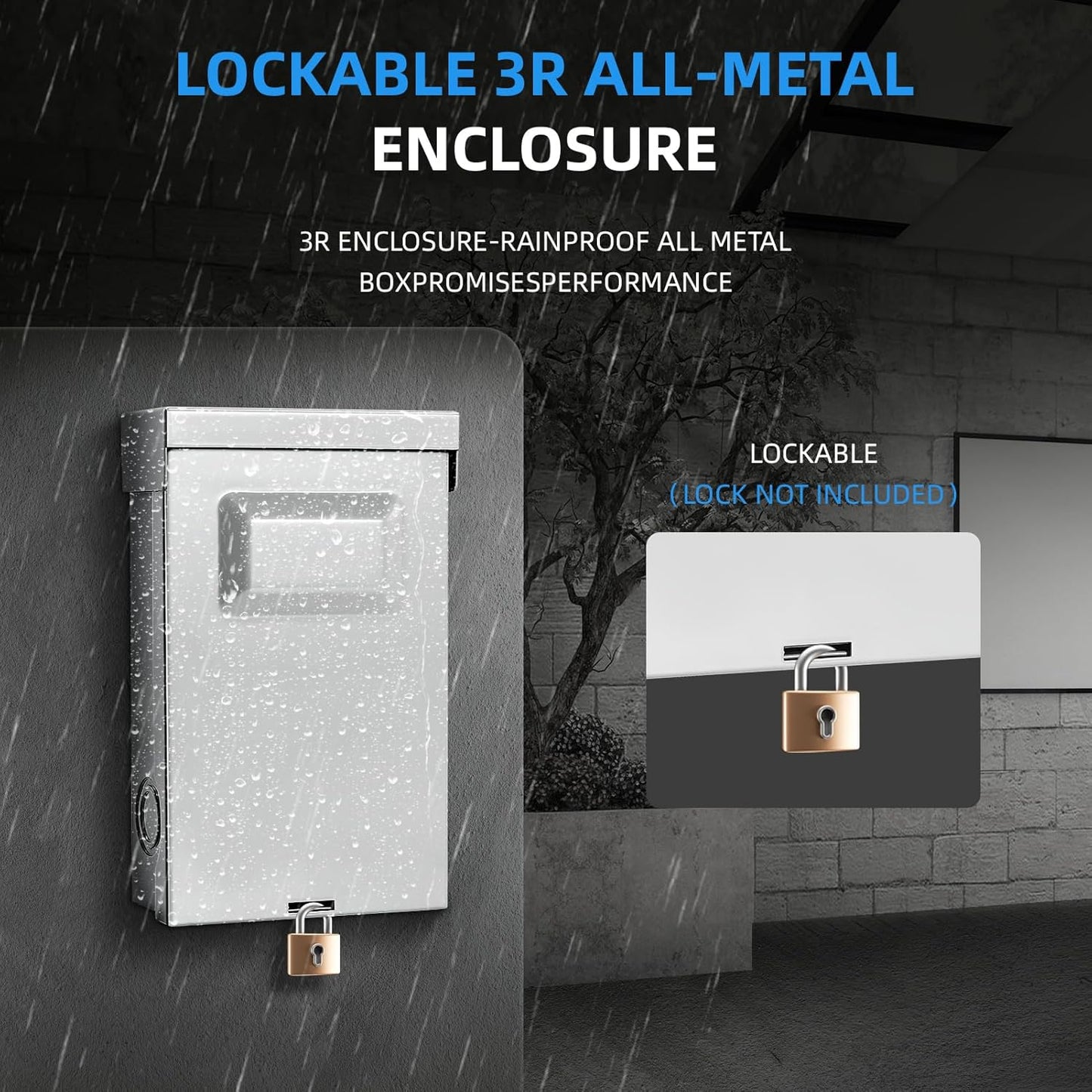 30 Amp AC Disconnect Switch Outdoor 120/240VAC Pull Out Switch Waterproof Metal Box for Air Conditioning Non-Fused