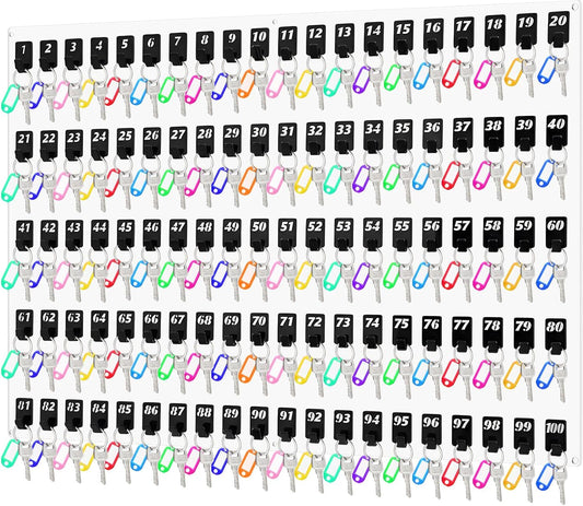 Acrylic Key Board with 100 No. Hooks Wall Mount Key Rack Holder Hanger Storage Collection for School, Garage, Car Dealer, Office, Hotel, Real Estate(Transparent)
