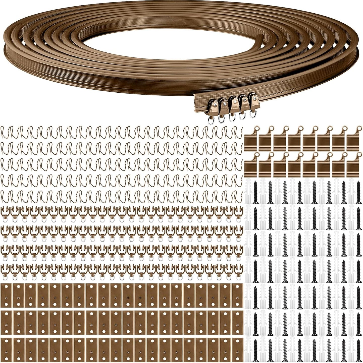 Jetec Curtain Tracks Ceiling Flexible Curtain Track Bendable Rail Curved Wall Mounted for Living Room Bedroom Divider Rod RV(20 Meter/ 65.6 Feet,Brown)