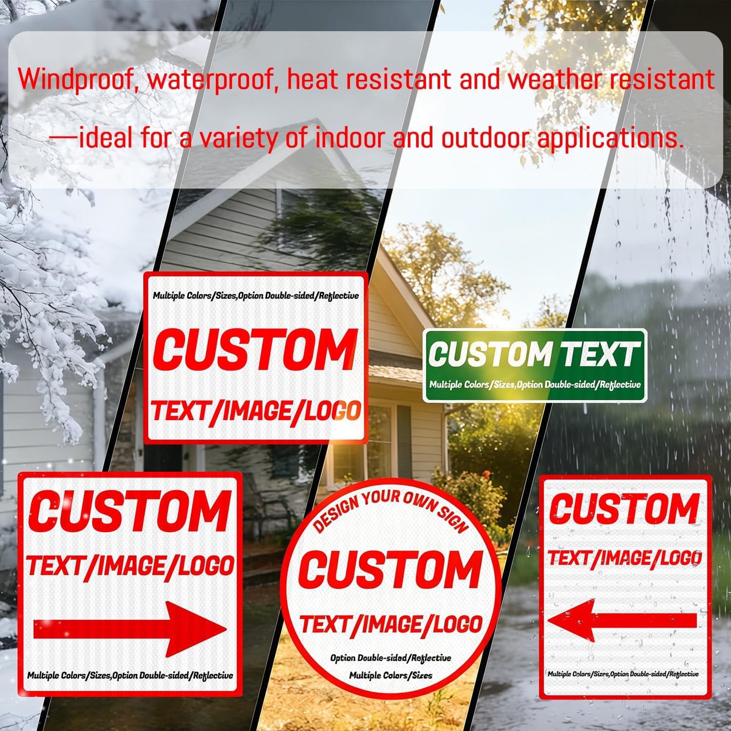 custom signs,aluminum outdoor metal sign,square with arrows,multiple sizes/colors,Option double-sided/reflective,personalized signs metal with your text,logo,photo,for home/business Road direction ,shop ads,Warning(Square)