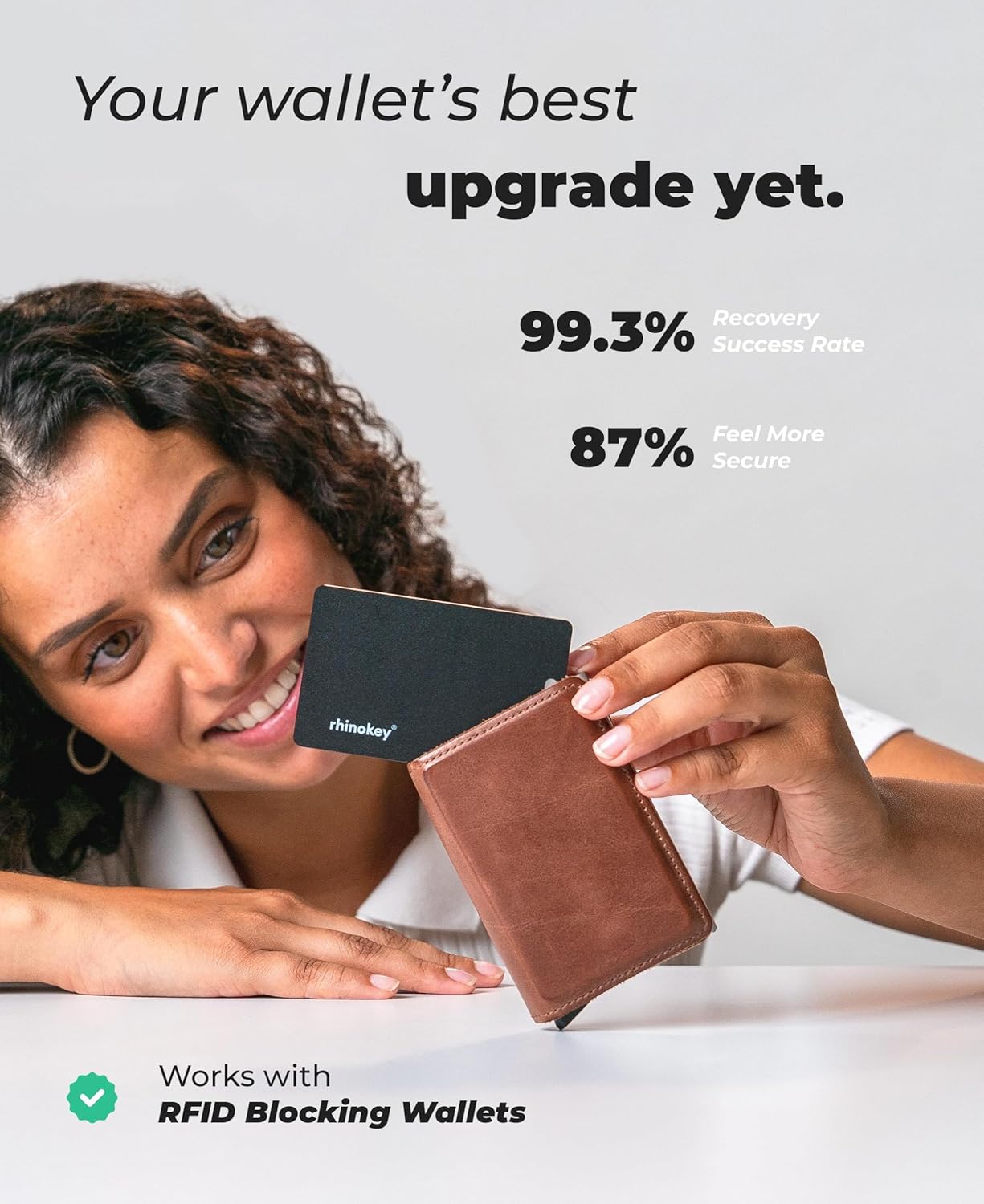 Rhinokey® Wallet Tracker Card,(Android Only) 0.07in Slim Rechargeable Airtag Card Tracker Works with Google's Find Hub IP68 Waterproof Tag Item Finder with Key Chain Hole for Luggage Tags Purse