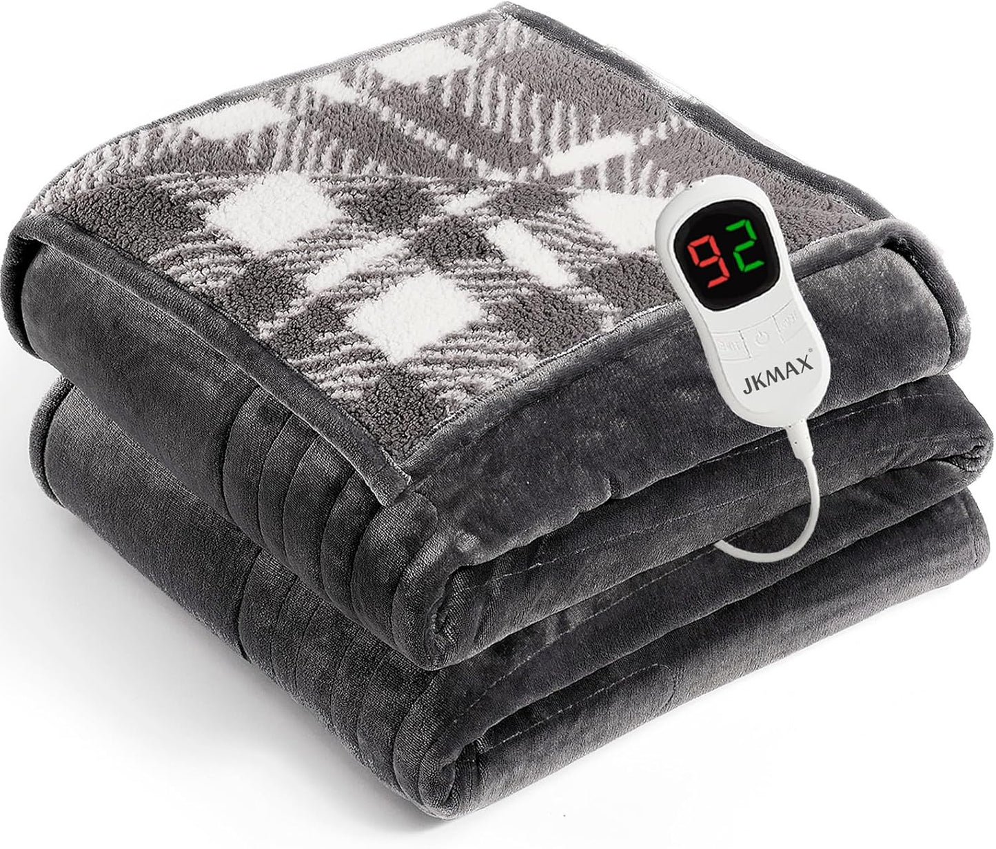 Heated Electric Blanket Twin Size - 62"x84" Flannel Heating Blanket with 10 Heating Levels & 5 Time Settings Over-Heat Protection, Winter Warmer for Adults with ETL Certification（Grey）