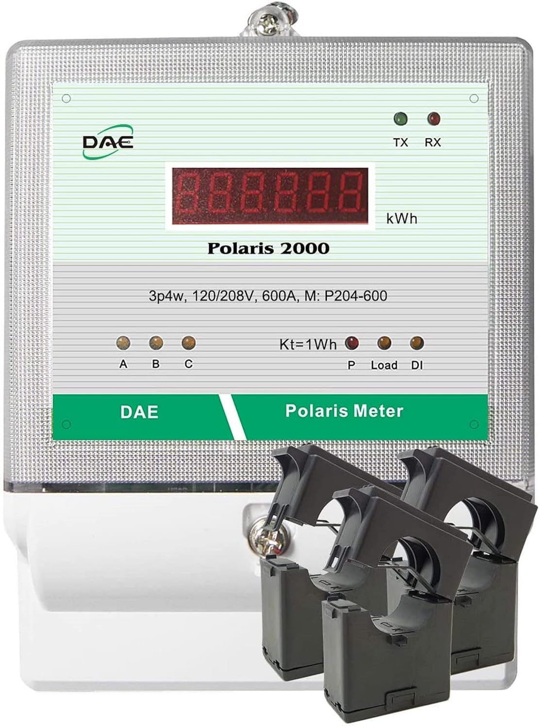 DAE P204-600 KIT, 600A, UL kWh Smart Submeter, 3 Phase, 120/208V, 3 Split CTs (Inner Dia. 1.38 in)