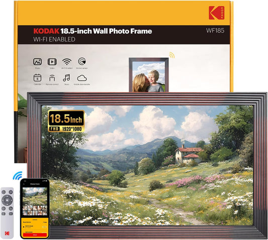 KODAK 18.5 Inch Wooden WiFi Digital Picture Frame,1920 * 1080 X-Large Digital Photo Frame,32GB Memory,IPS Screen, Wall-Mounted with Remote, Share Picture Video, Work with Alexa,Best Gifts for Mom