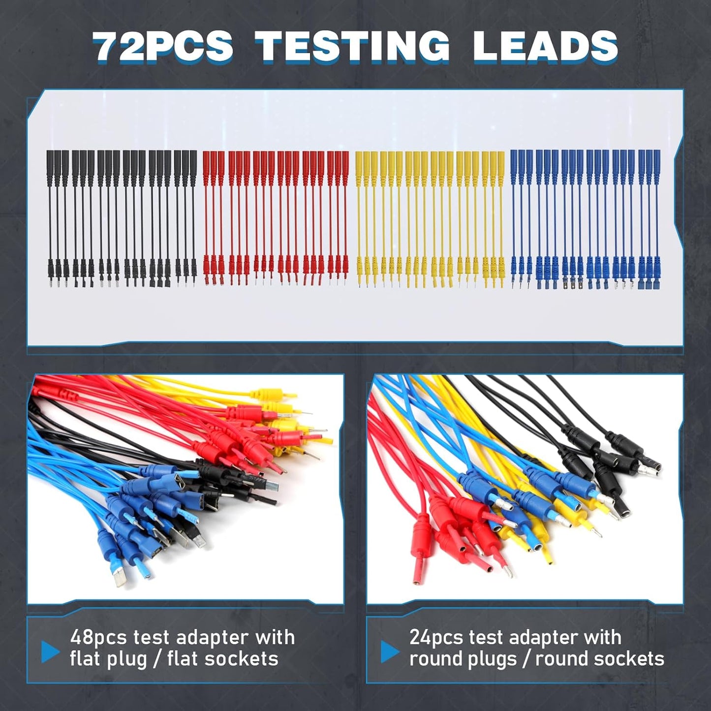 110PCS Automotive Circuit Test Lead Kit, Multimeter Leads Kit,Multi Function Auto Diagnostic Tools with Power Back Probes Test Lead Set Wire Connectors Set with Black Carrying Case,Alligator Clips