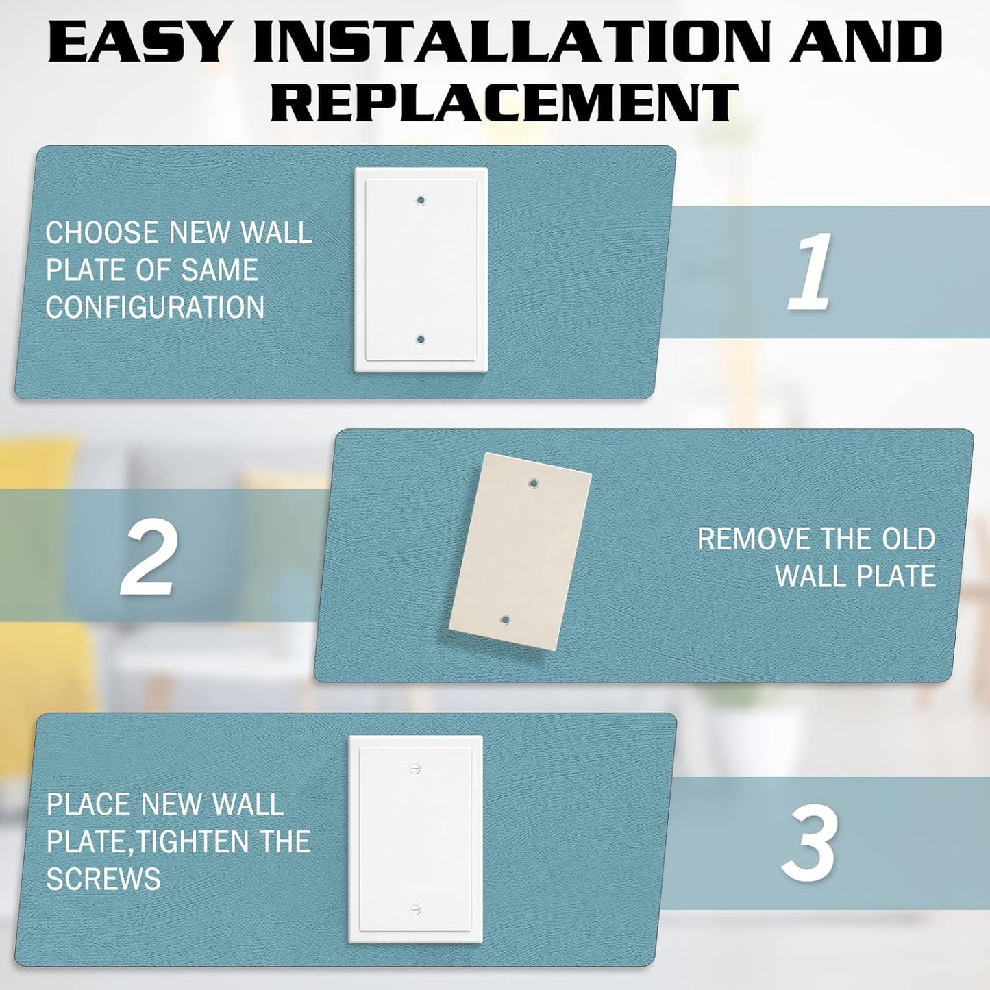 1-Gang Modern Edge Decorative Wall Plate Cover Switch Outlet Single Blank Electrical Faceplate for Light Switches, Smart Switch, GFCI, Dimmers, Receptacle, USB Outlet (4 Pack, Single Blank)