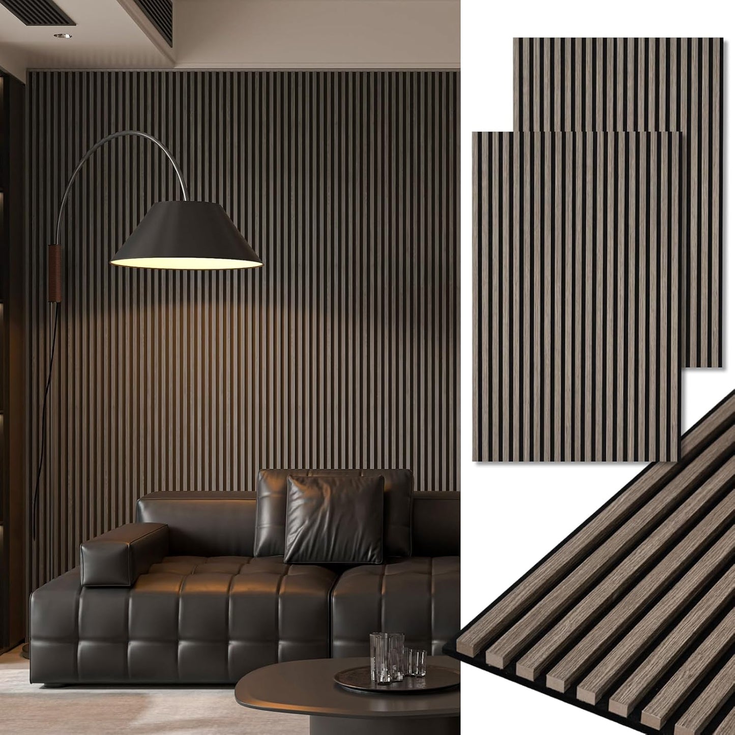 Art3d 2-Pack 48" x 24" Acoustic Wood Panels for Wall, Soundproof Wood Slat Panel for Wall and Ceiling, 3D Fluted Sound Absorbing Paneling for Interior Wall Decor, Living Room, Bedroom - Walnut