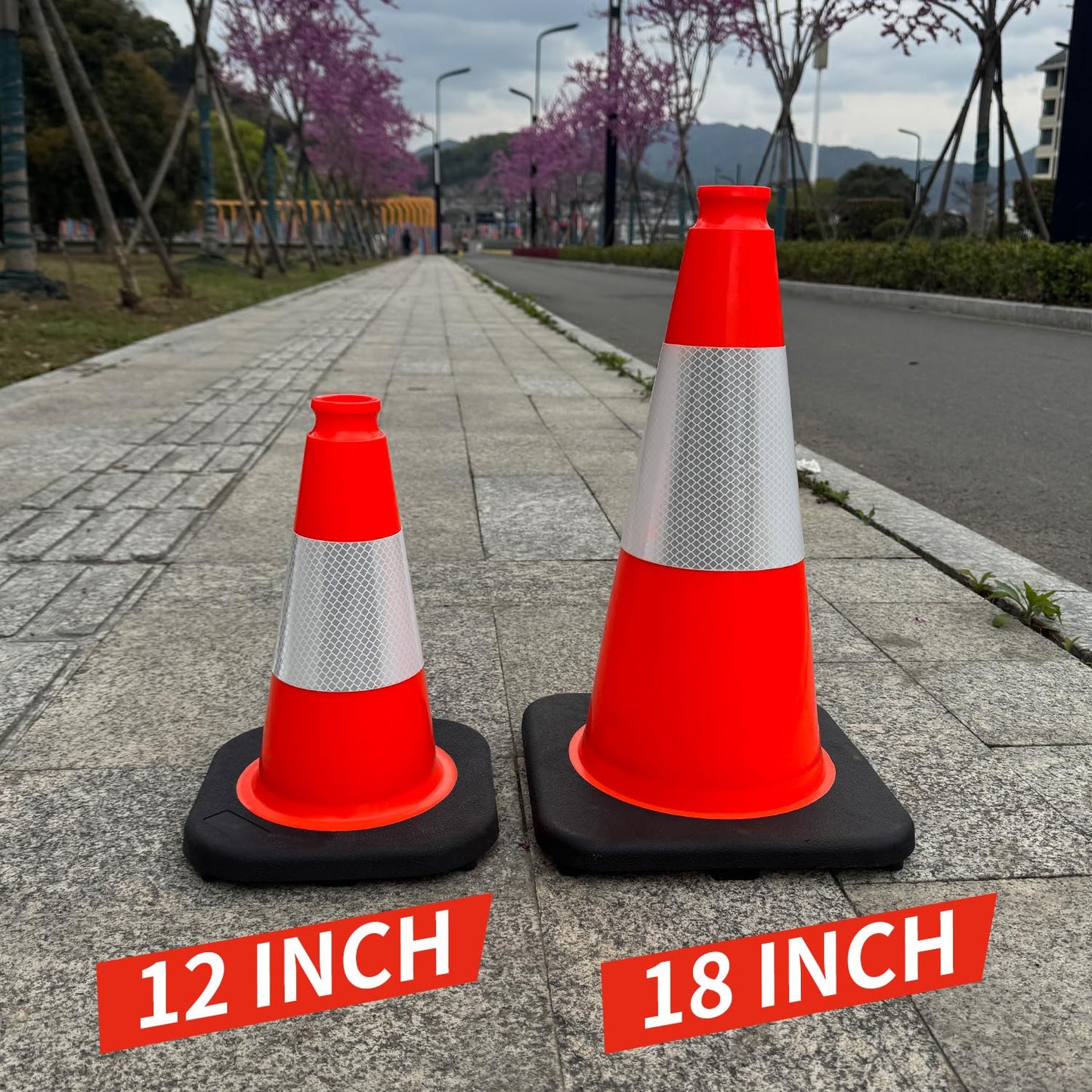 12" inch Traffic Cones Soccer Training Cones Sport Cones Road Parking Cone with 4" Highly Reflective Collar(8 Pack)