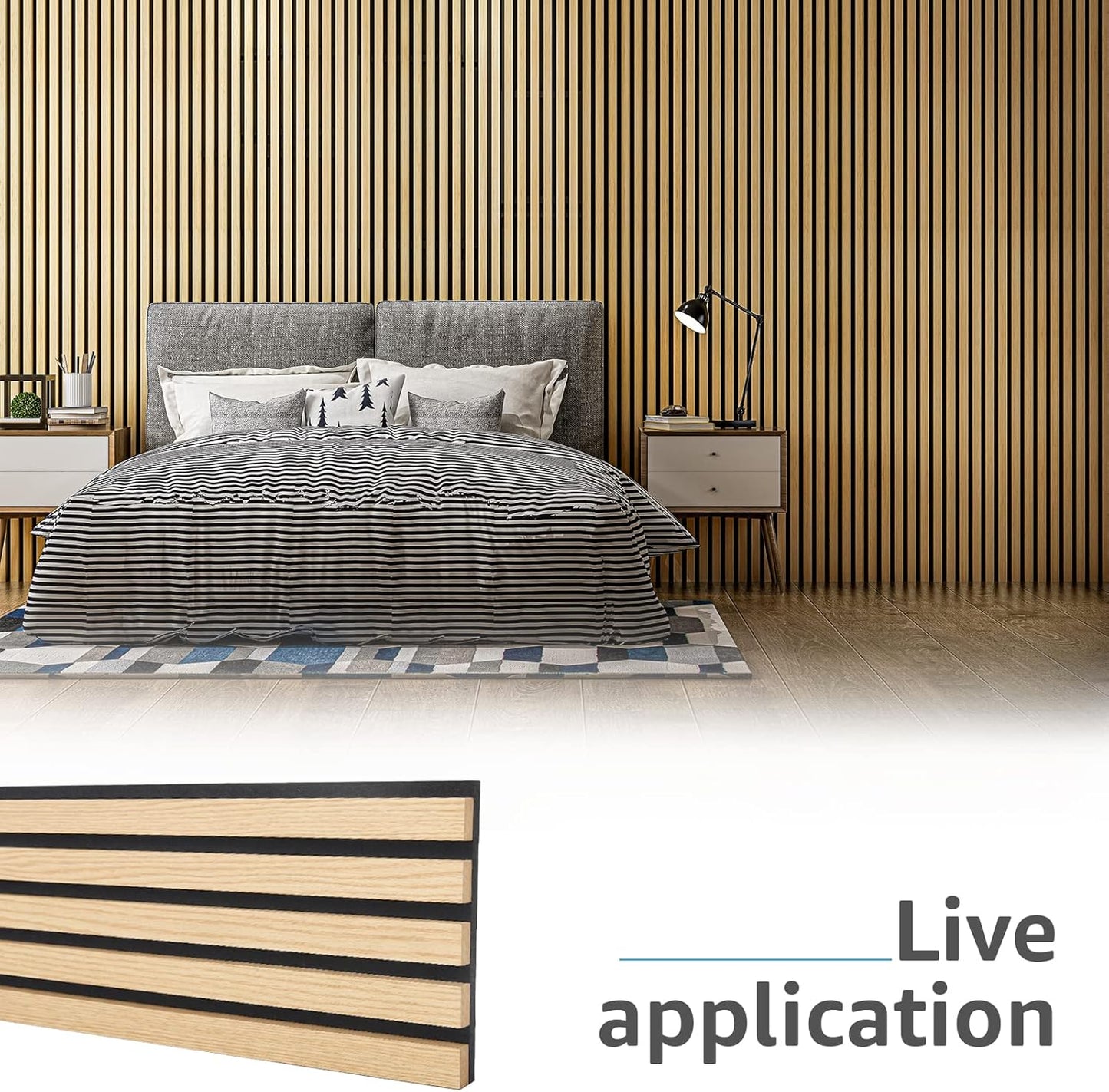 Art3d 4-Piece Wood Slat Acoustic Panels for Stylish Decor and Noise Reduction, 3D Textured Panel for Ceiling and Wall, Oak