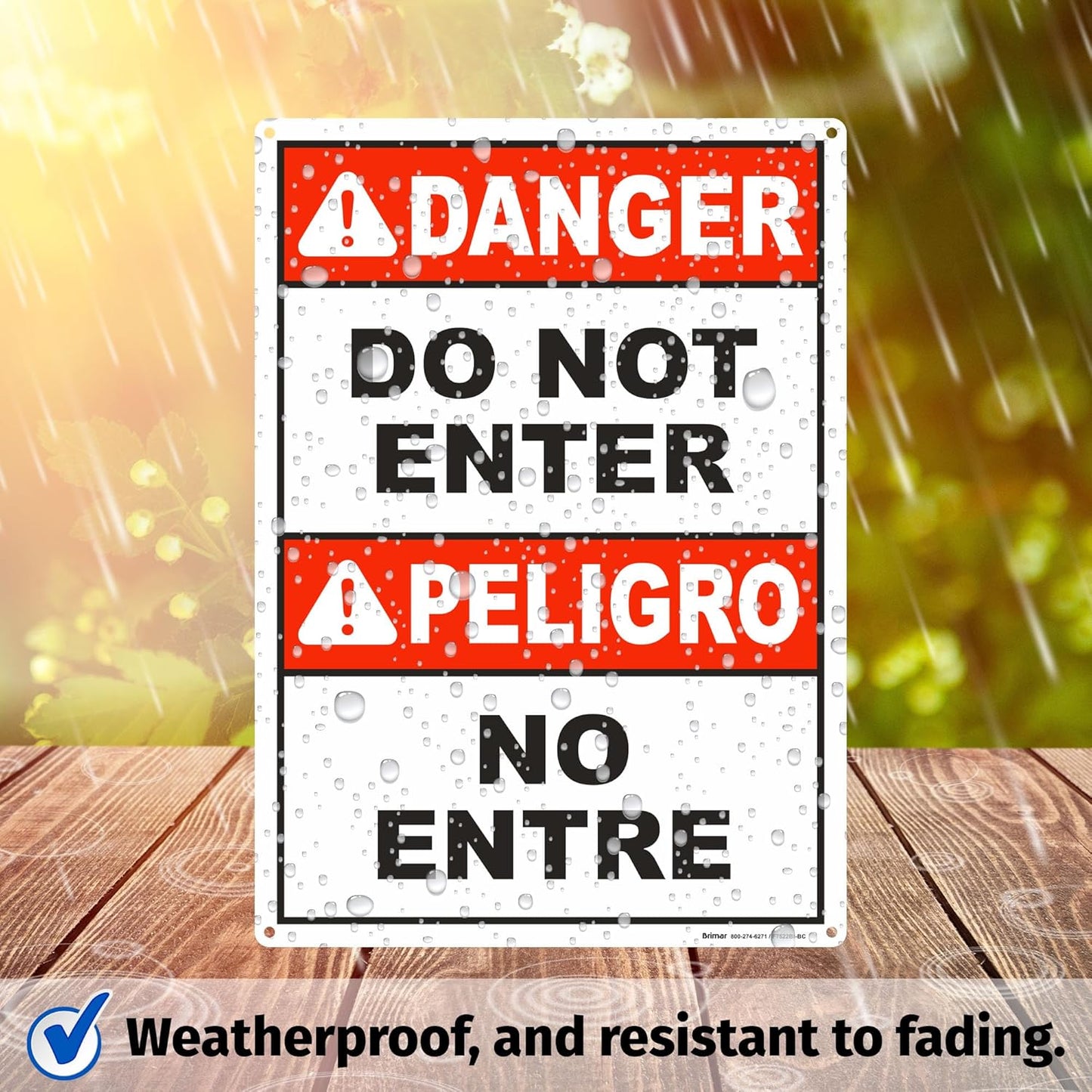 Brimar - 10" x 14" - Bilingual Danger Do Not Enter Sign - .055″ Polyethylene Plastic - Easy Installation - Versatile Application