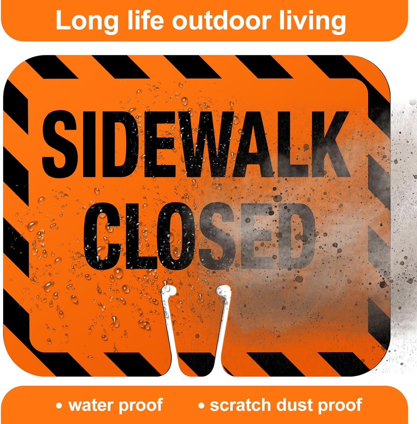 12 Pcs Plastic Sidewalk Closed Sign Bulk for Traffic Cones Top Road Warning Signs 10.4" Height x 12.6" Width x 0.05" Thickness for Outdoor Barricade Construction Caution
