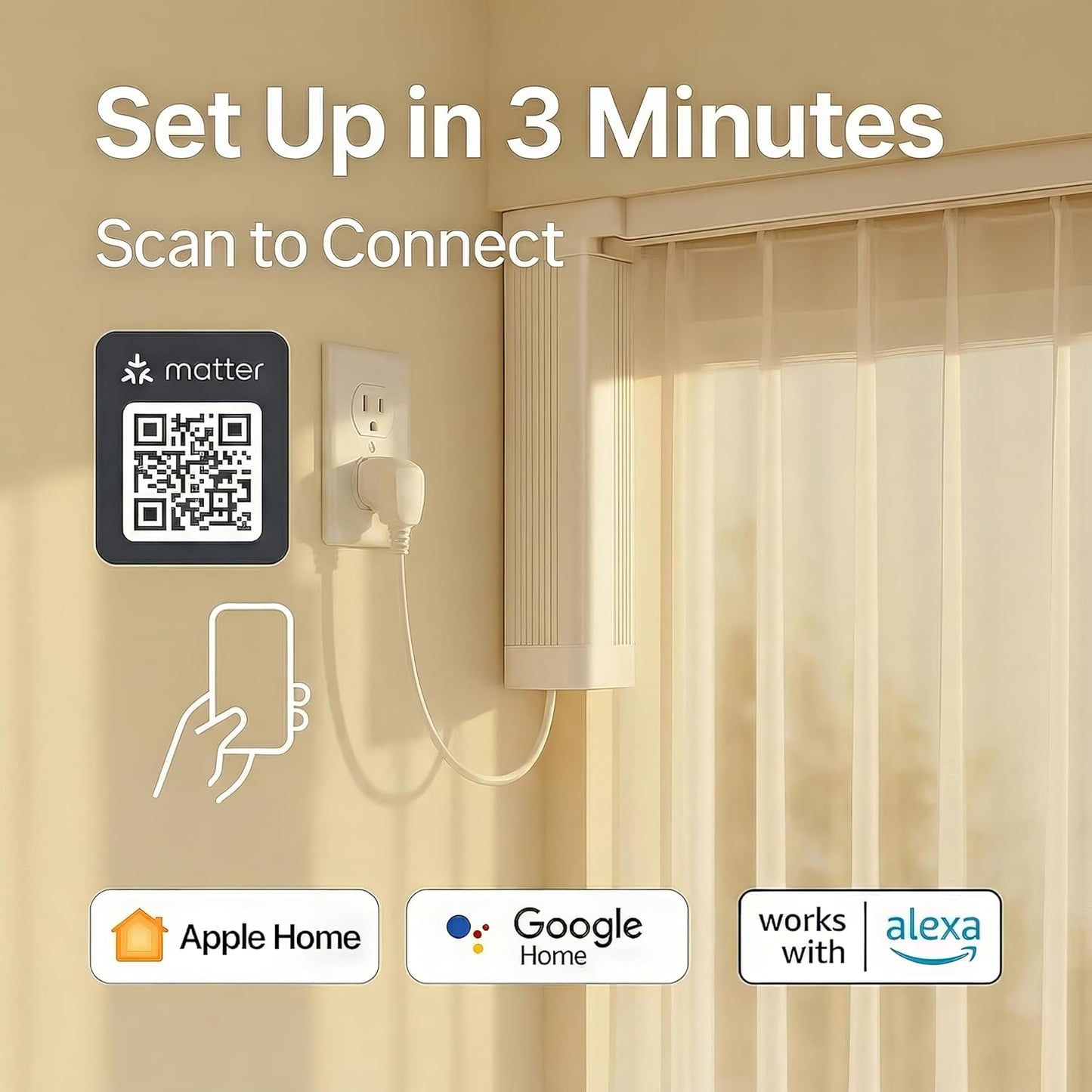 Smart Electric Curtain Motorized Track, Compatible with Alexa Google Assistant & Siri, Tuya App Remote Control, Adjustable to 5.2m(204 inch) for Living Room & Bedroom