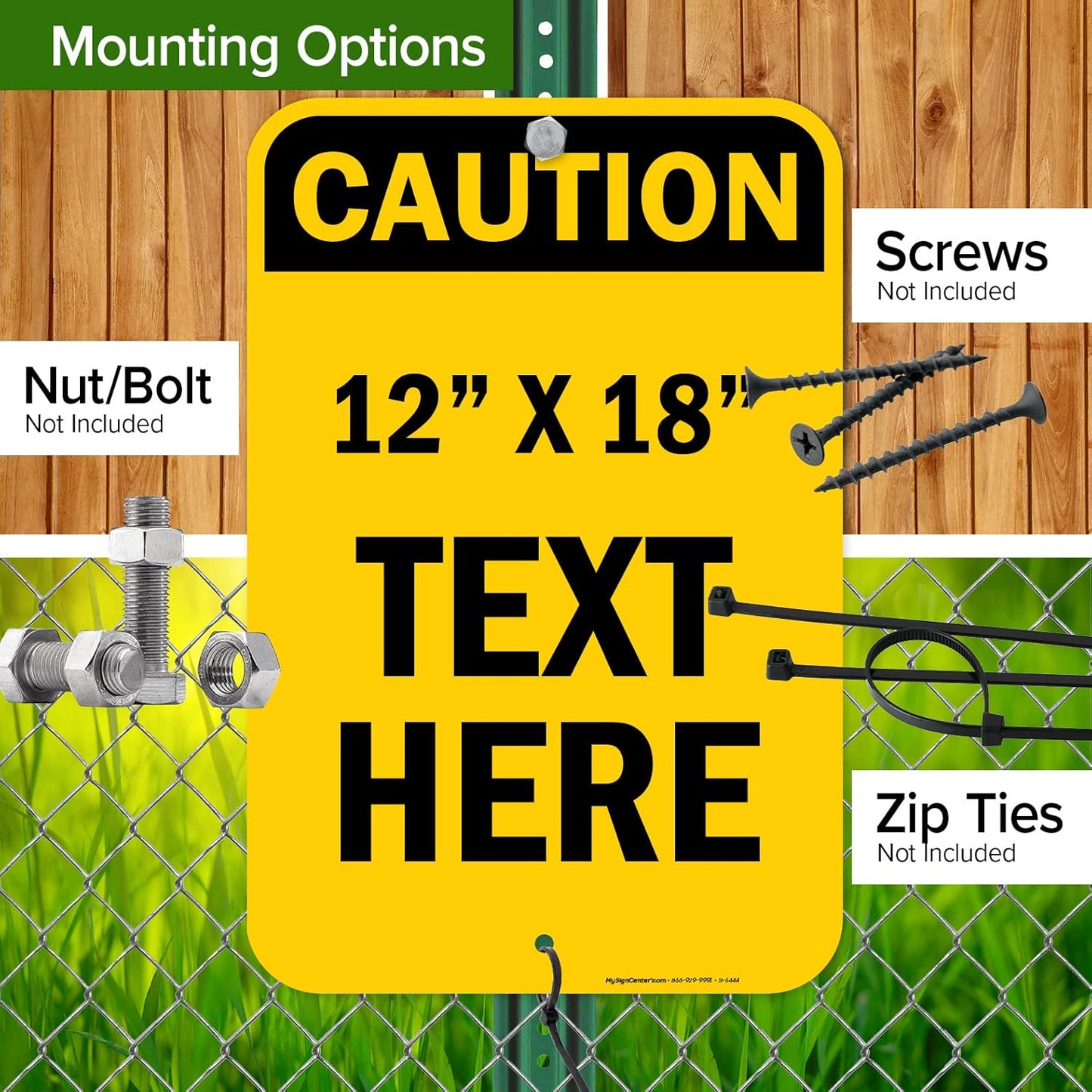 Custom Caution Sign, OSHA Sign, 12x18 Inches, Rust Free .063 Aluminum, Fade Resistant, Made in USA by My Sign Center