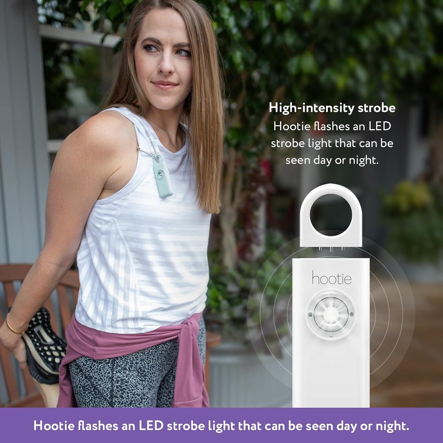 Hootie Personal Safety Alarm for Women, Men, & Kids - Keychain Alarm, Self Defense Strobe & Siren, Security Siren Keychain with 130dB Self Defense Siren & Strobe Light - White