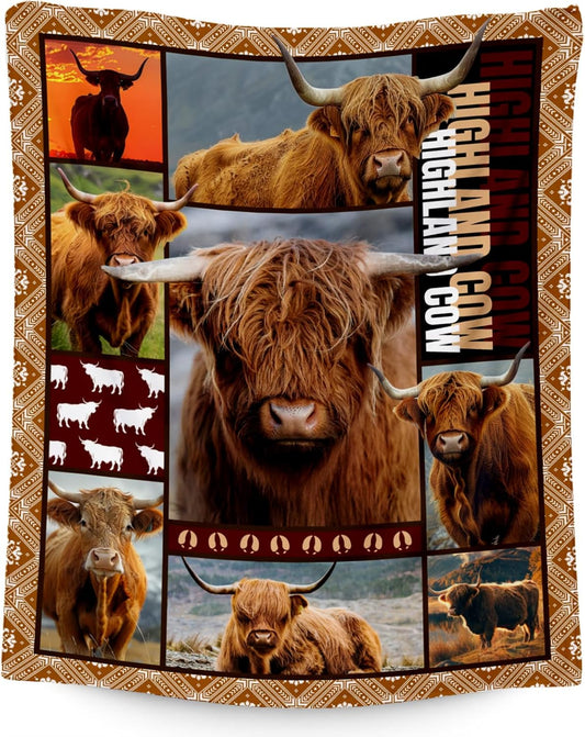 Blanket for Women Girls, Highland Cow Gifts for Adults - 50"x60" Kids Throw for Couch, Sofa, Bed - Soft, Fuzzy & Cozy - Wildlife Home Decor Gift Ideal