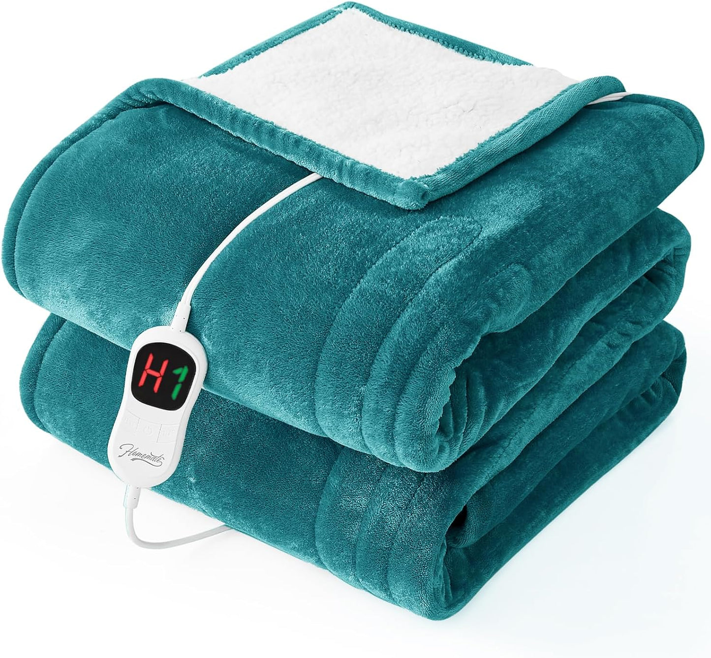 Homemate Electric Heated Blanket Full - 72"x84" Heating Bed Blankets Throw with 10 Heating Levels 8 Hours Auto Off Fast Heating Over-Heated Protection Ultra Soft Warm Flannel ETL Certified