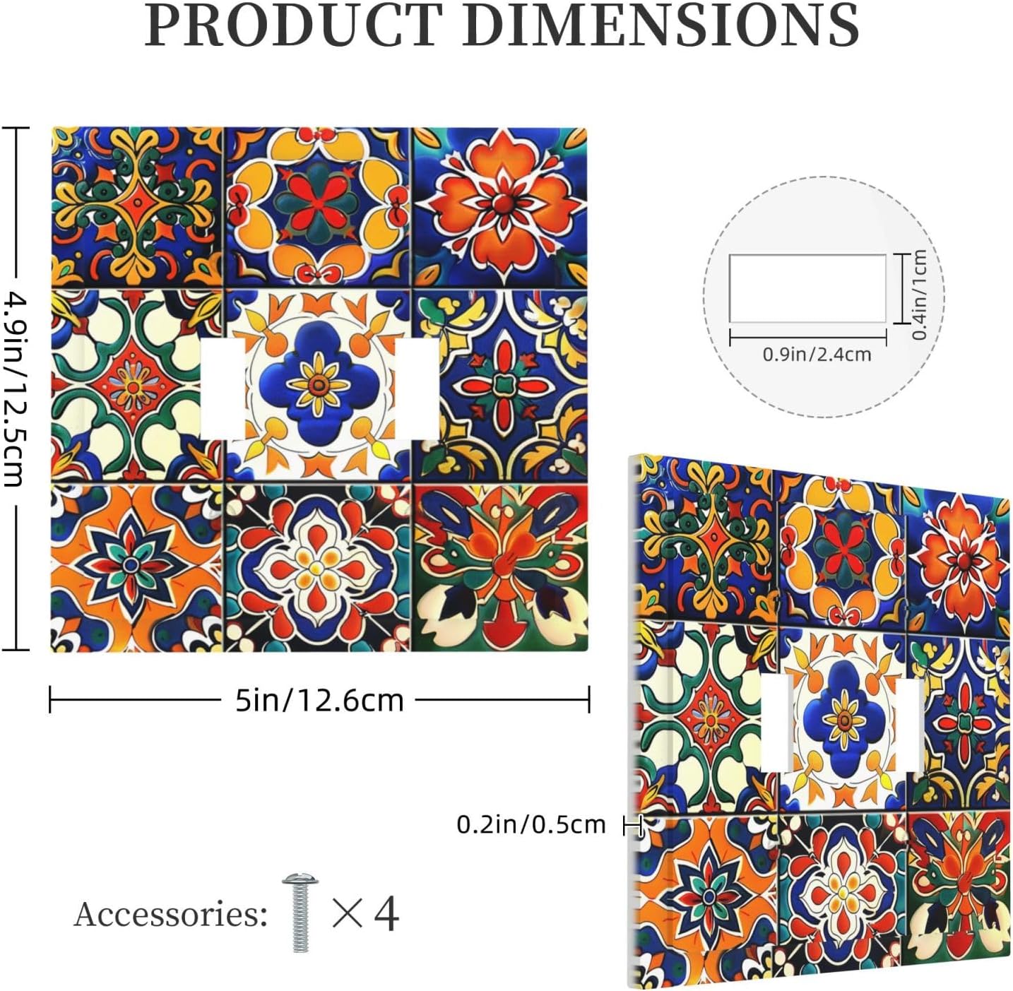 Decorative Switch Plates Colorful Mexican Talavera Vintage Boho Floral 2 Gang Double Toggle Outlet Light Switch Cover Wall Plate Electrical Faceplate For Farmhouse Cabin Decor